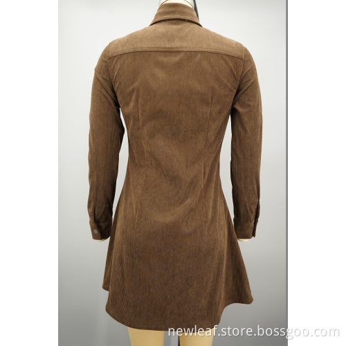 Elegant Slim Fit Cord 16W Hemdkleid